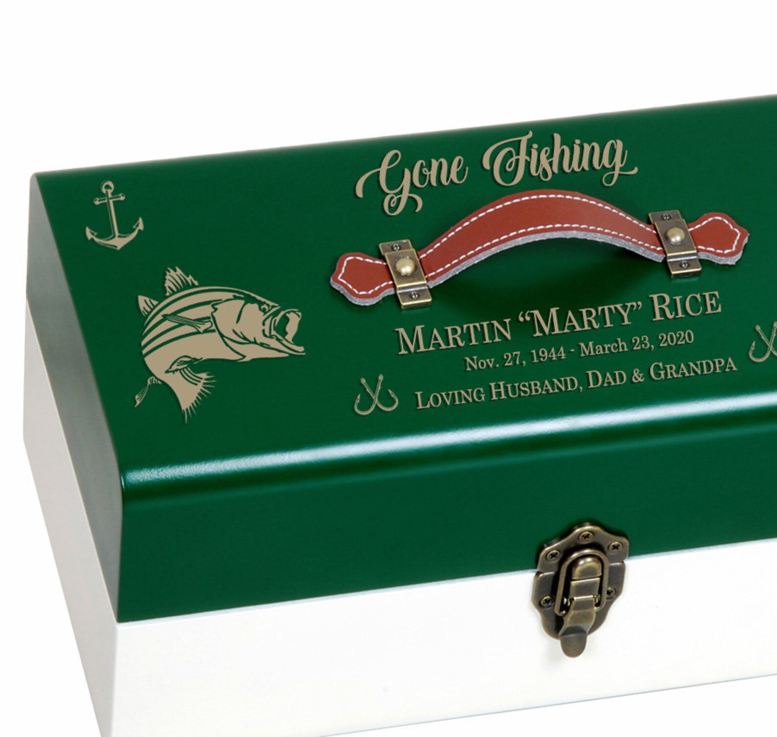 Green Tackle Box Urn Etsy