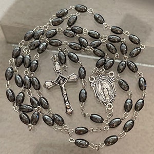 Hematite Rosary Necklace Urn