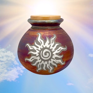 Sun Raku Cremation Adult or Medium Urn - Desert Sun Adult Urn - FREE SHIPPING