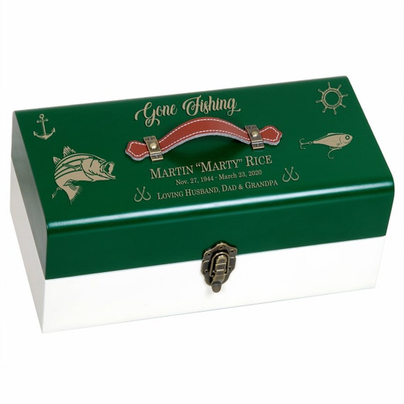 Green Tackle Box Urn Adult Unique Tackle Box Fishing Cremation Urn