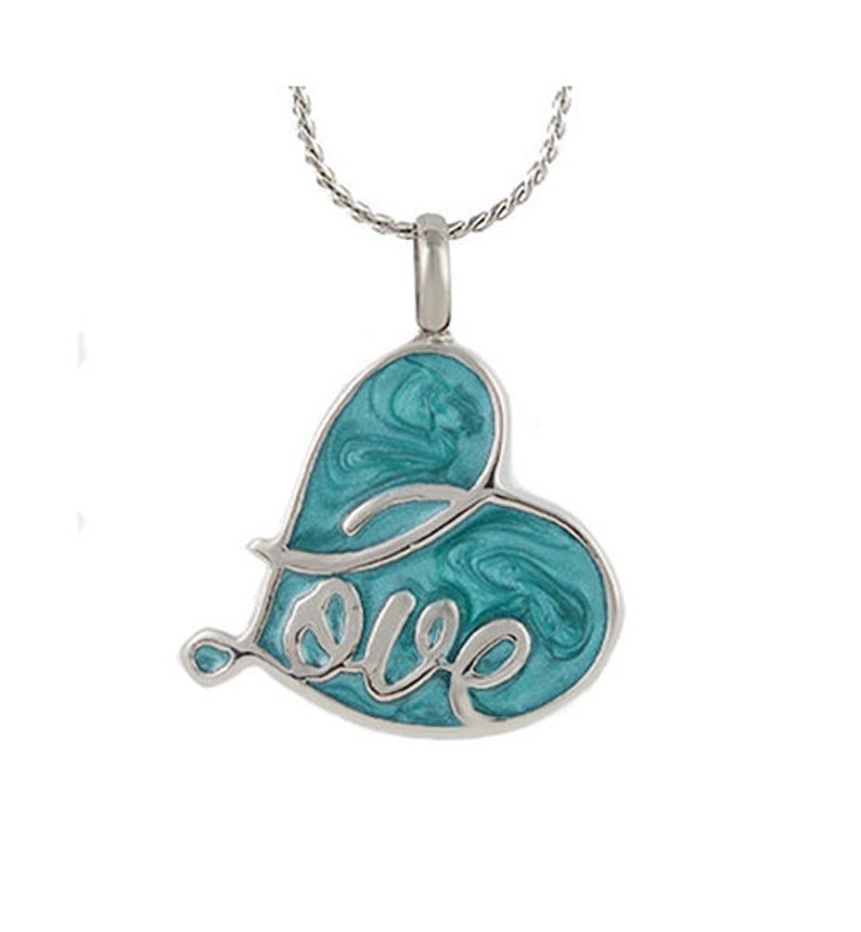 Aqua Love Heart Pendant Urn Love Charms\u2122 Option