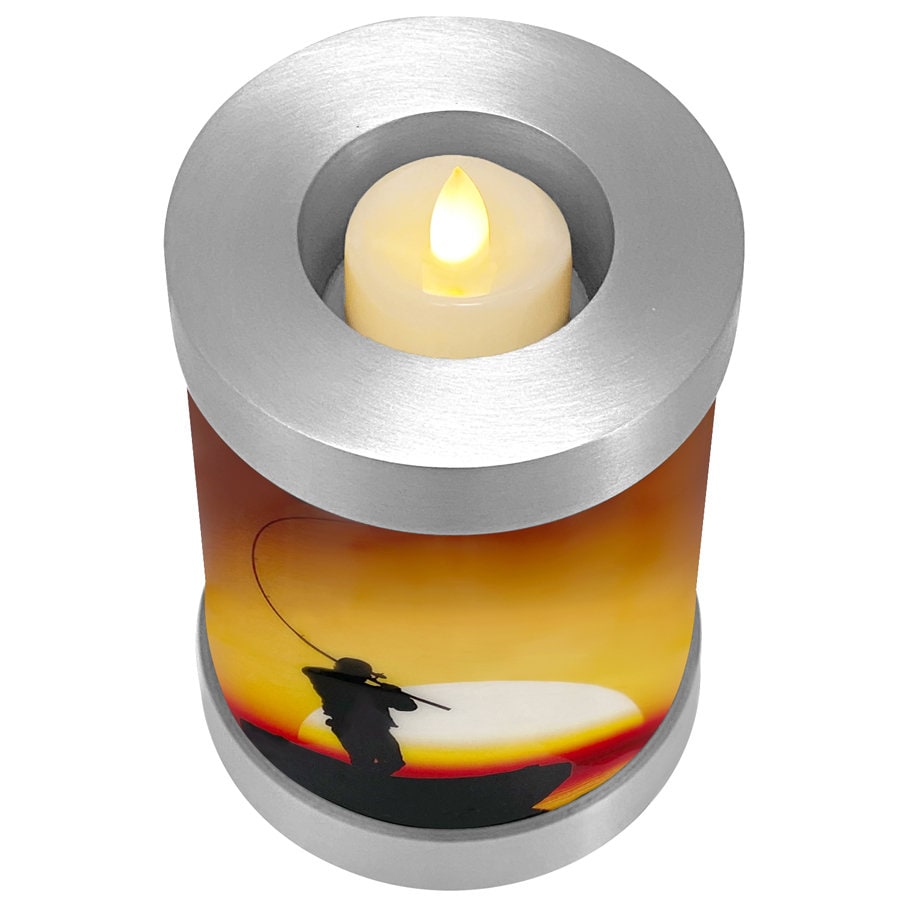 Lake Fishing Candle Cremation Urn Casting in Boat Fishing Urn Engraving  Available LED Candle Included -  Israel