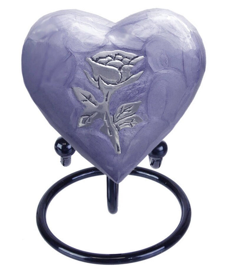 Purple Rose Heart Keepsake Urn Stand Option Etsy
