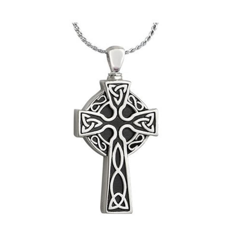 Celtic Cross Pendant Silver Ash Urn Love Charms Option