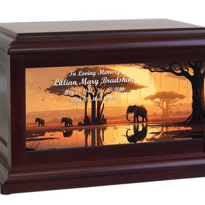 Elephant Family Sunset Cremation Urn