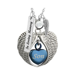 Son Angel Wings Of Protection Necklace Urn - Love Charms™ Option