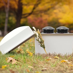 Assured Double Urn Vault - Grey or White - Burial For Two Urns - Urns Purchased Separately