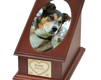 Large Pet Heart Paw Print Photo Urn - Free Photo and Plate