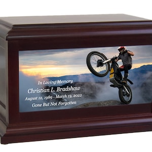 Dirt Bike Jump Memorial Cremation Urn - Adult Personalized Dirt Bike Ashes Urn