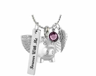 When Pigs Fly Pendant Ash Urn Pigs Fly Jewelry Cremation Urn Necklace Love Charms® Option