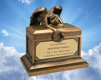 Angel of Grief® Adult Urn - Custom Engraving - Museum-Quality - Beautiful Mourning Angel - Adult Sized - Lifetime Warranty - Ready to Ship