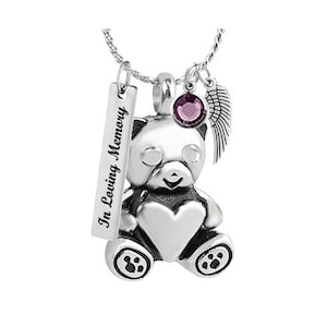 teddy bear baby cremation jewelry urn