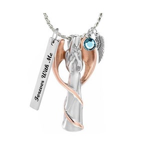 Angel Wing Ash Urn Pendant – Rose Gold Stainless Steel Keepsake