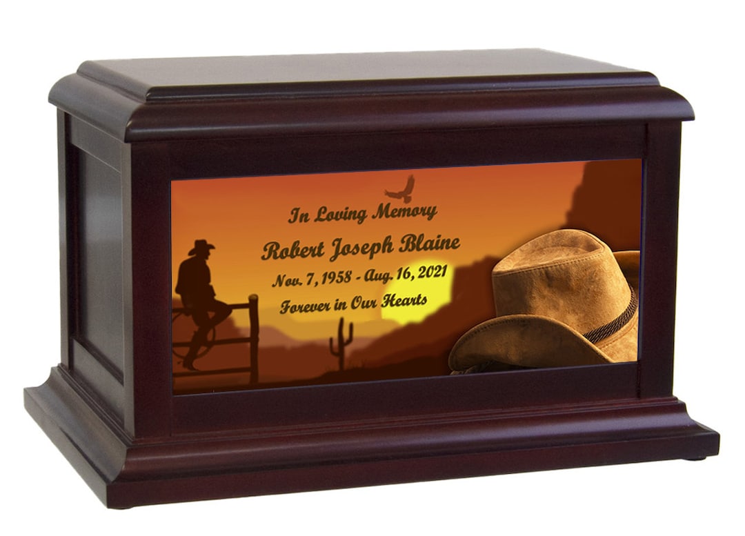 Urna Cremazione Cowboy - Tramonto Western Per Ceneri - Foto 10