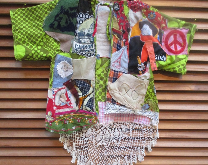 BEE HIVE Altered Retro Apron Jacket Vest My Bonny Antique Linens