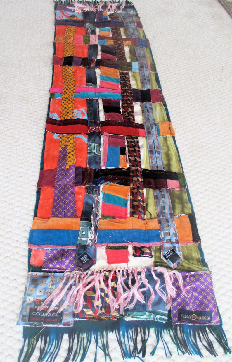 Velvet & Silk Crazy Quilt Wrap SCARF Random FABRIC Scraps Etsy