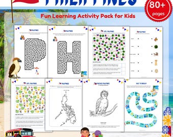 PHILIPPINES Worksheets Learning Activity Pack for Kids: Filipino Culture Kinder Preschool Gradeschool Homeschool