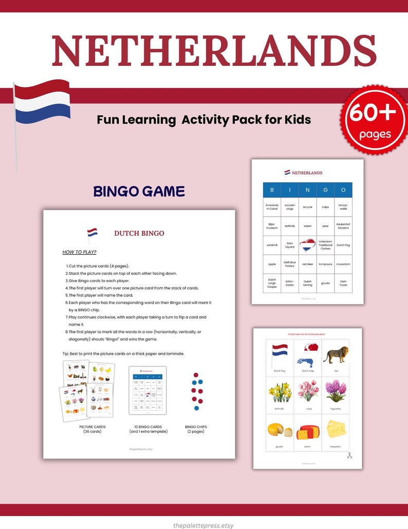 Netherlands Learning Activity Pack for Kids (preschool, Kinder ...