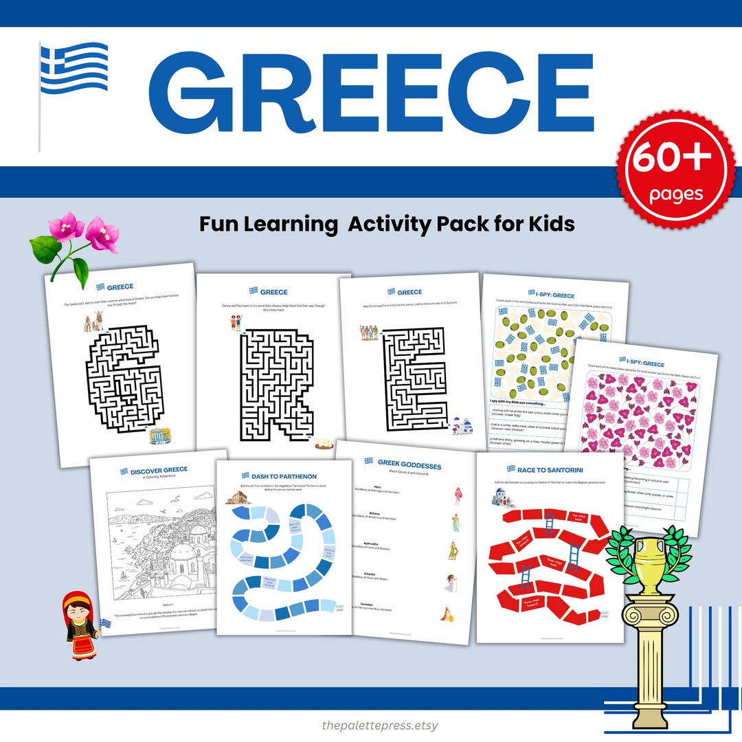 GREECE Learning Activity Pack for Kids: Greek Culture Mythology ...