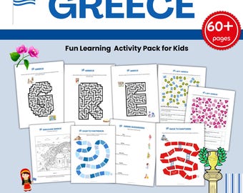 GRECIA: Paquete de actividades de aprendizaje para niños: Hojas de trabajo imprimibles sobre mitología griega para educación en casa (Descargar PDF)