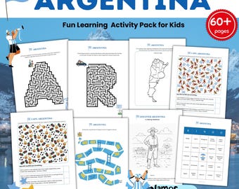 ARGENTINA Worksheets Learning Activity Pack for Kids: Country Study Homeschool Kinder Preschool Gradeschool