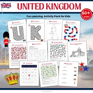 ROYAUME-UNI - Pack d'activités d'apprentissage pour enfants (préscolaire, maternelle, primaire) à imprimer pour l'école à la maison, feuilles de travail sur la campagne britannique, coloriage