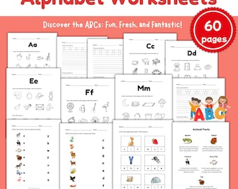 ALPHABET Worksheets ABC Learn Letters for Kids Tracing Coloring Preschool Toddlers Printables