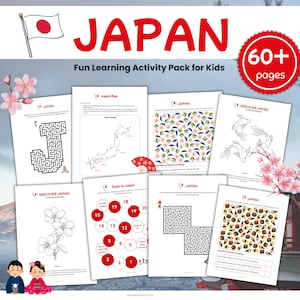 Pacchetto di attività didattiche sul Giappone per bambini: stampabile per la scuola materna e la scuola elementare, disegni da colorare di Sakura