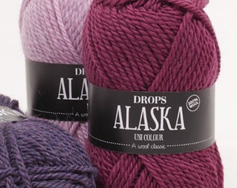 4-Packs of Garnstudio Drops Alaska, Aran-weight Wool Yarn, 8 Colors to Mix or Match