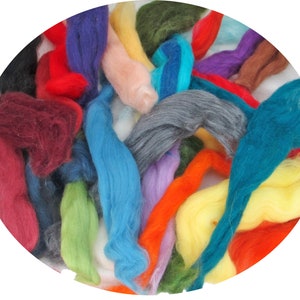100% Fine Merino Wool Pieces in a Mix of Colors for Spinning, Felting, Crafts image 1