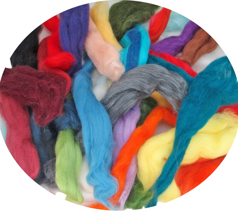 100% Fine Merino Wool Pieces in a Mix of Colors for Spinning, Felting, Crafts image 1