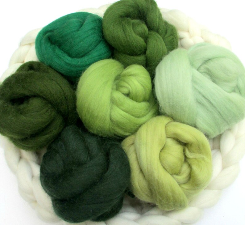 Felting 100-200 gm Fine Merino Combed Top in Shades of Green for Spinning Choose Your Green
