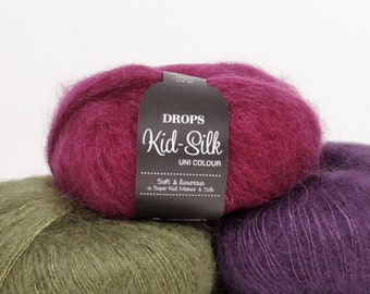Multi-skein Sets of Garnstudio Drops Kidsilk, Mix or Match, 10 Colors to Choose From