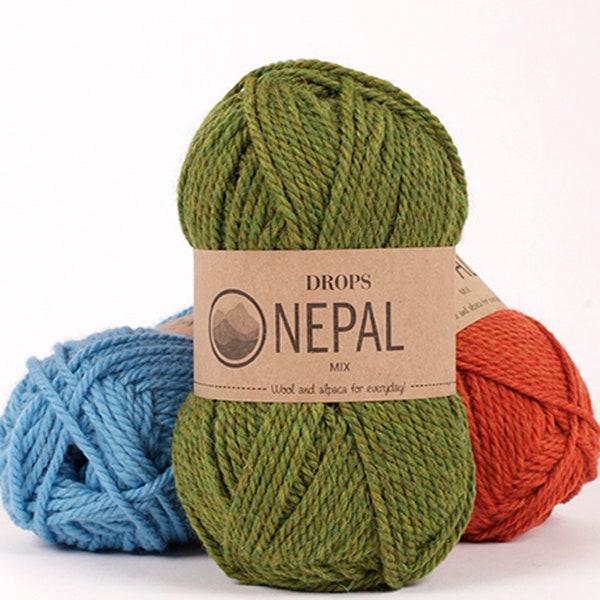 4 ou 5 paquets Garnstudio Drops Nepal - Fil d'alpaga/laine Aran-Weight, mélanger ou assortir les couleurs