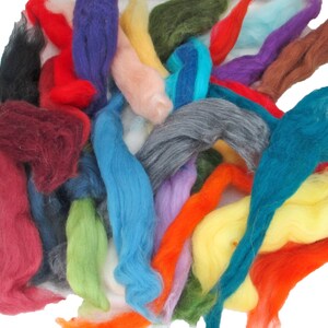 100% Fine Merino Wool Pieces in a Mix of Colors for Spinning, Felting, Crafts image 3