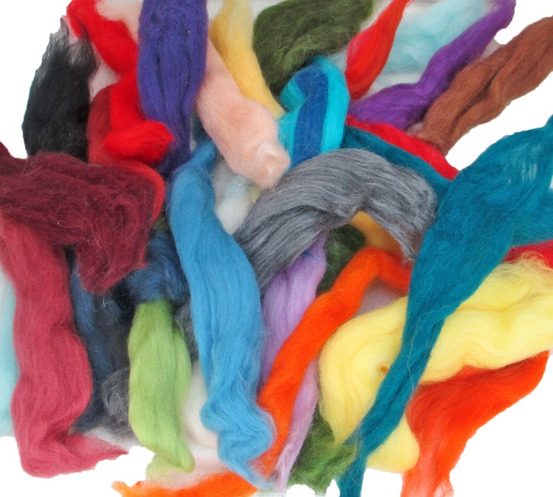 100% Fine Merino Wool Pieces in a Mix of Colors for Spinning, Felting, Crafts image 3