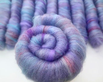 Rolag-style Puni Sets for Spinning Marled Yarns, Felting, Purple, Pink-Purple