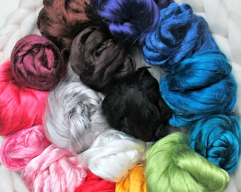 Mulberry Silk Roving: Many Colors Available, for Spinning, Felting, Textile Art