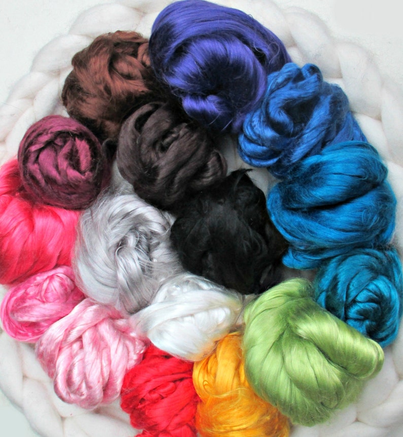 Mulberry Silk Roving: Many Colors Available, for Spinning, Felting, Textile Art image 1