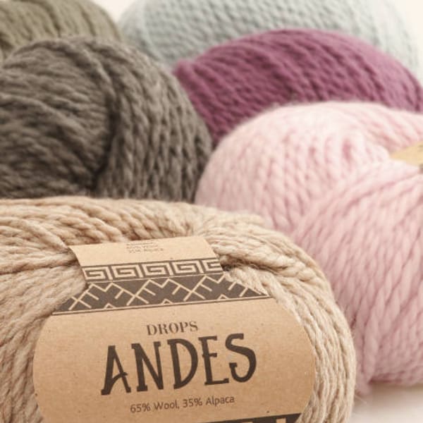 Garnstudio Drops Andes Wool/Alpaca Yarn Bulky, 12 colores diferentes disponibles