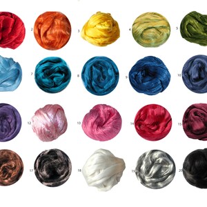 Mulberry Silk Roving: Many Colors Available, for Spinning, Felting, Textile Art image 2