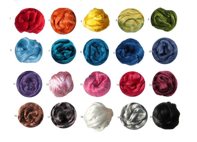 Mulberry Silk Roving: Many Colors Available, for Spinning, Felting, Textile Art image 2