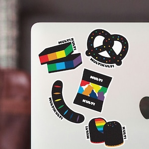 Adesivi Multikulti Statement (5 pezzi), Diversità, Democrazia, LGBTQ+, Arcobaleno, Pace, Attivismo, Sociale, Dolci, Snack