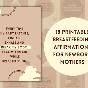 Beige afdrukbare bevestigingskaarten voor moeders | Digitale download | Zachte ondersteuning bij het moederschap | Positieve postpartummantra's | Pdf direct afdrukken