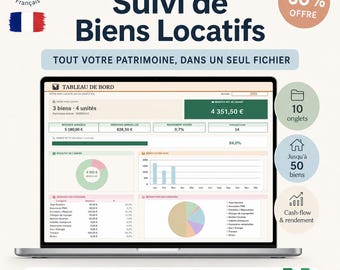 Suivi de Biens Locatifs Excel & Google Sheets | Tableau de Bord Revenus Dépenses Rentabilité | Gestion Locative Propriétaire