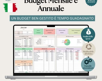 Budget Planner 2026 Fogli Google Excel / Modello Mensile Annuale Gestione Spese Entrate Risparmio Finanze Personali