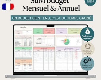 Budget Mensuel et Annuel 2026 Google Sheets Excel Planificateur Budgétaire Français Suivi Dépenses, Épargne & Gestion Finances