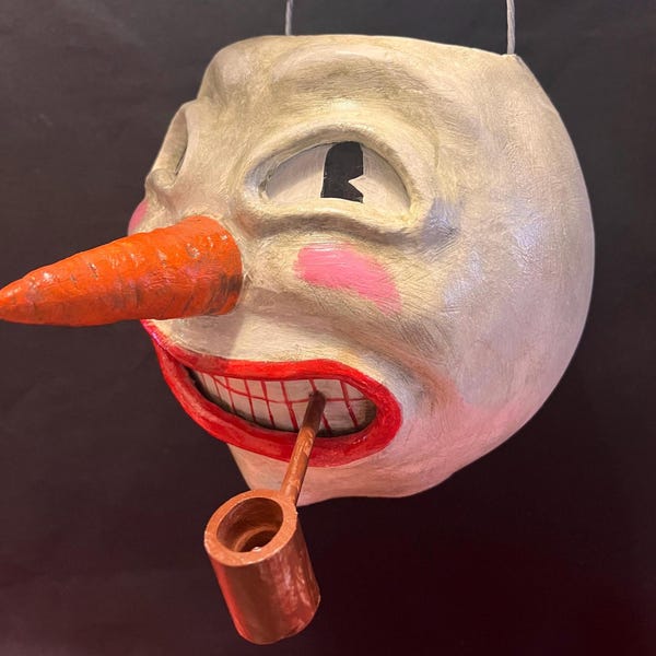 Vintage-Style Christmas Pail - Jack Frost - Hand Sculpted, Painted and Finished - For Treats or Trinkets.