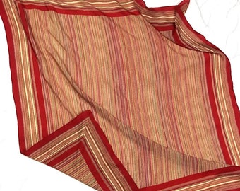 Vintage Triangle Shanghai Silk Scarf Reds Striped