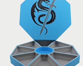 Universal Board Game Token Holder – 18-in-1 Organizer with Dice Tray (Dragon Design)